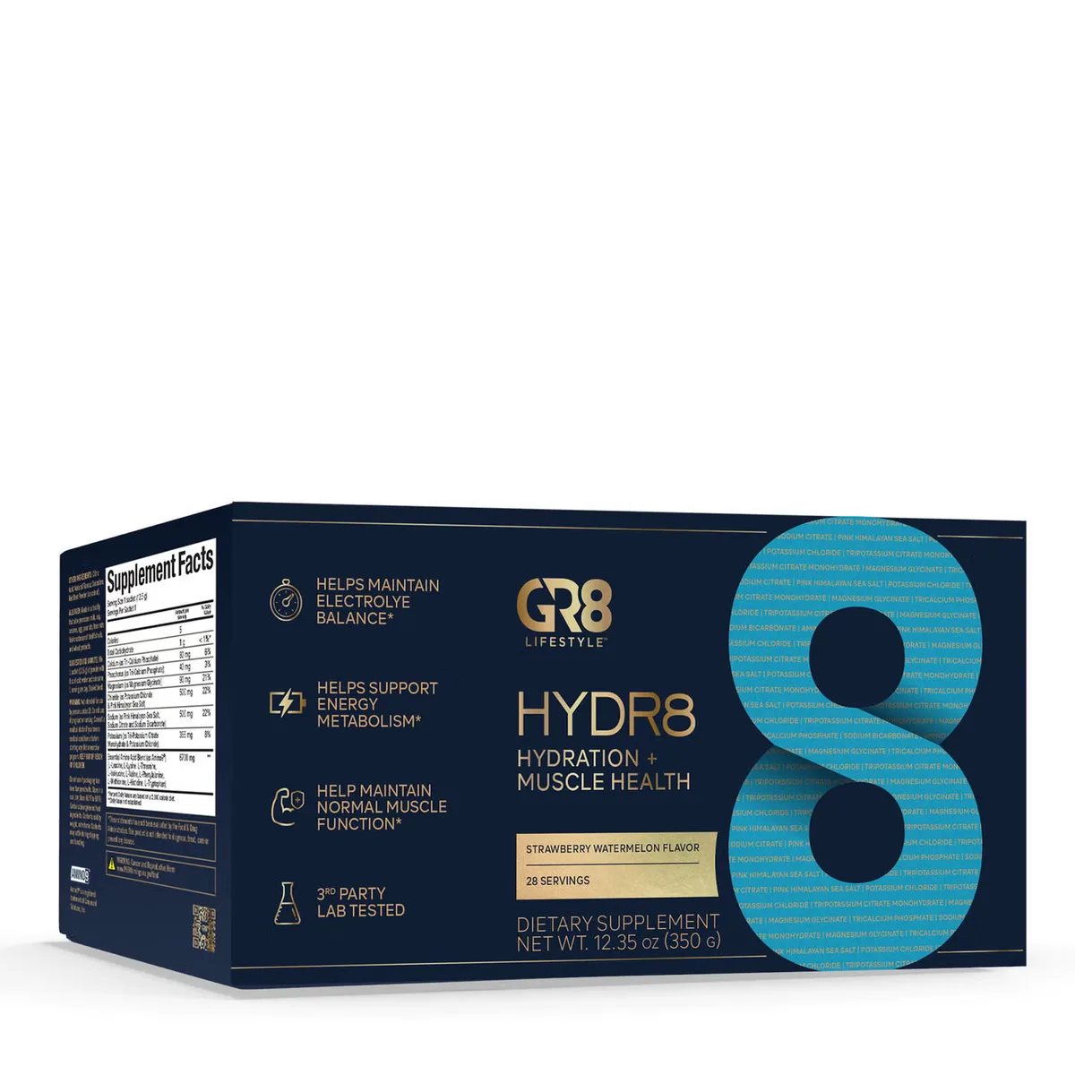 Hydr8 Hydration Muscle Health Strawberry Watermelon elektrolite BCAA EAA