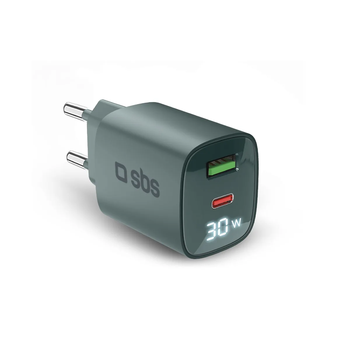 Karikues Celulari SBS 30W GaN LCD Usb C Green TETRGANLCD1USB1C30A