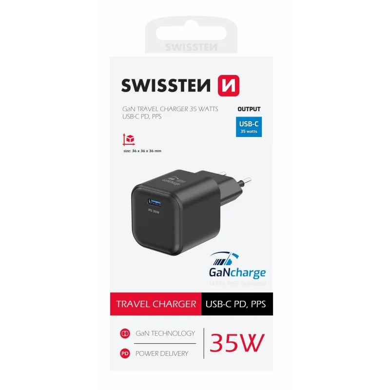 Karikues Swissten GaN USB-C 35W BLACK