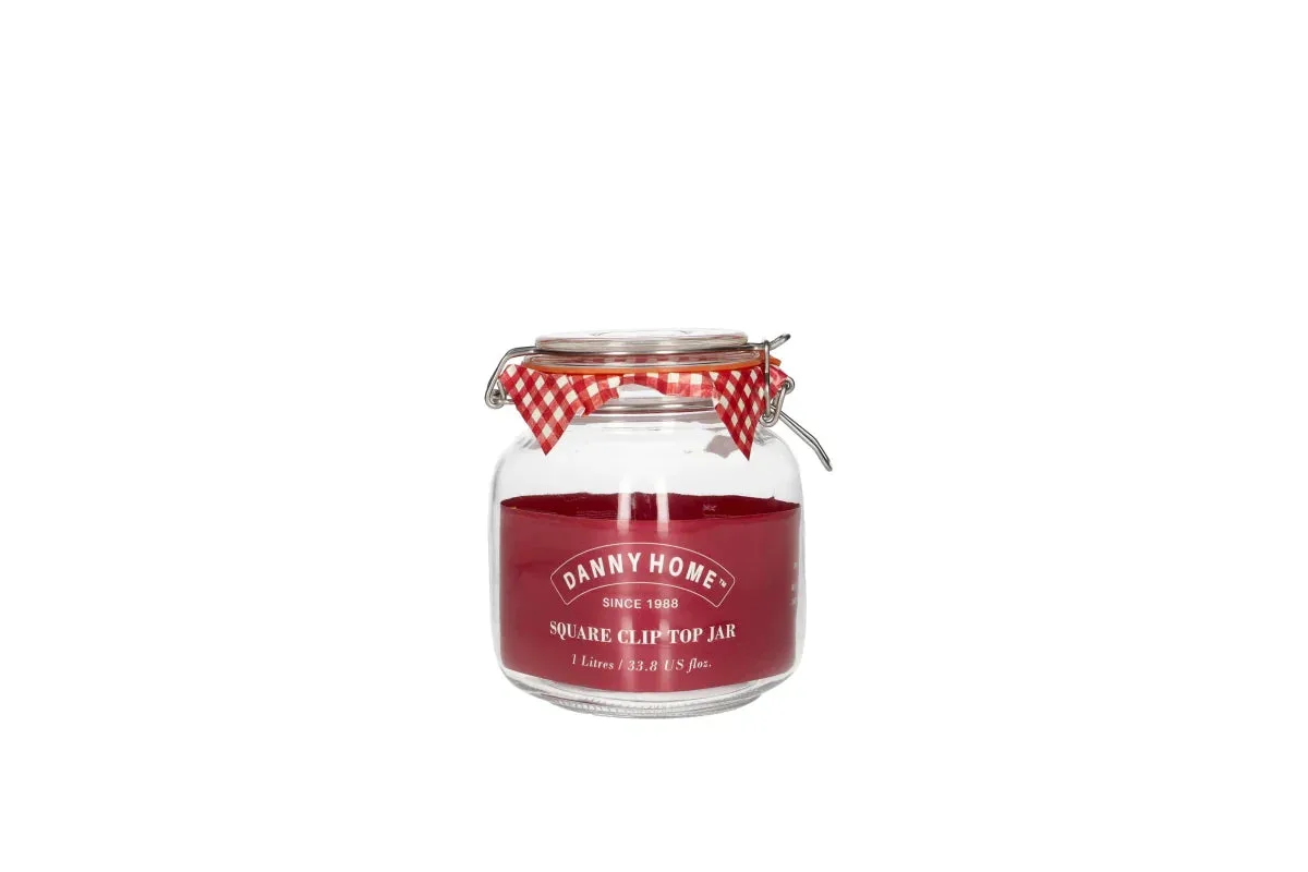 Kavanoz Konservimi / 1000ml / 9*16cm / Qelq - Kapak Bambu