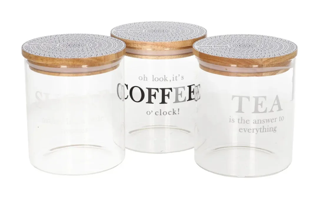 Kavanoz Konservimi / Set 3 cope / 750ml / 10*12.7cm / Qelq - Kapak Bambu / Tea