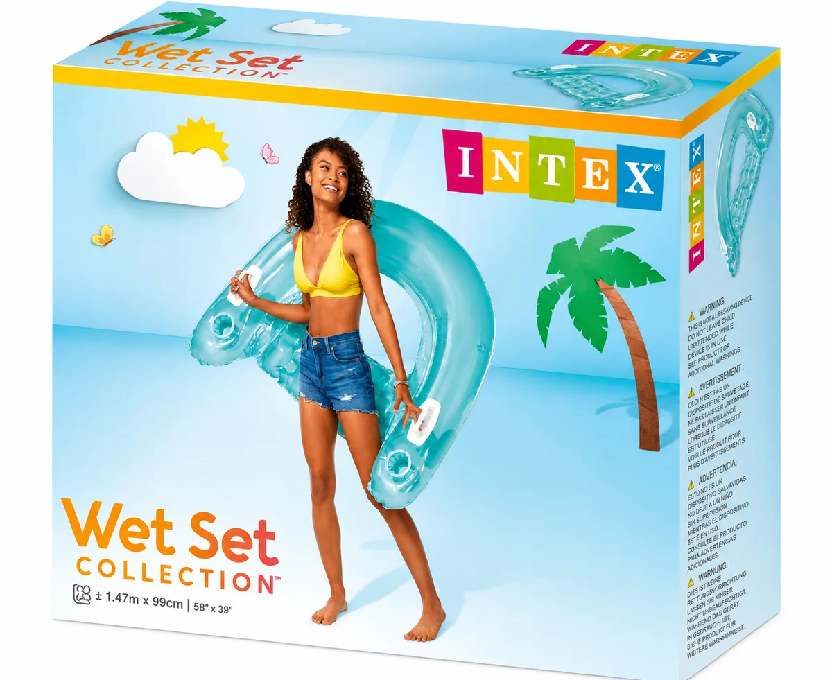 Komardare Intex Sit N'Float 147×99 cm me Mbështetëse dhe Mbajtëse Pijesh