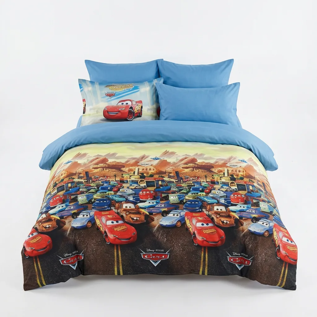 Komplet Çarçafësh Nuka Kids Cars Single për Fëmijë, McQueen, 140x220/140x230/50x70 cm