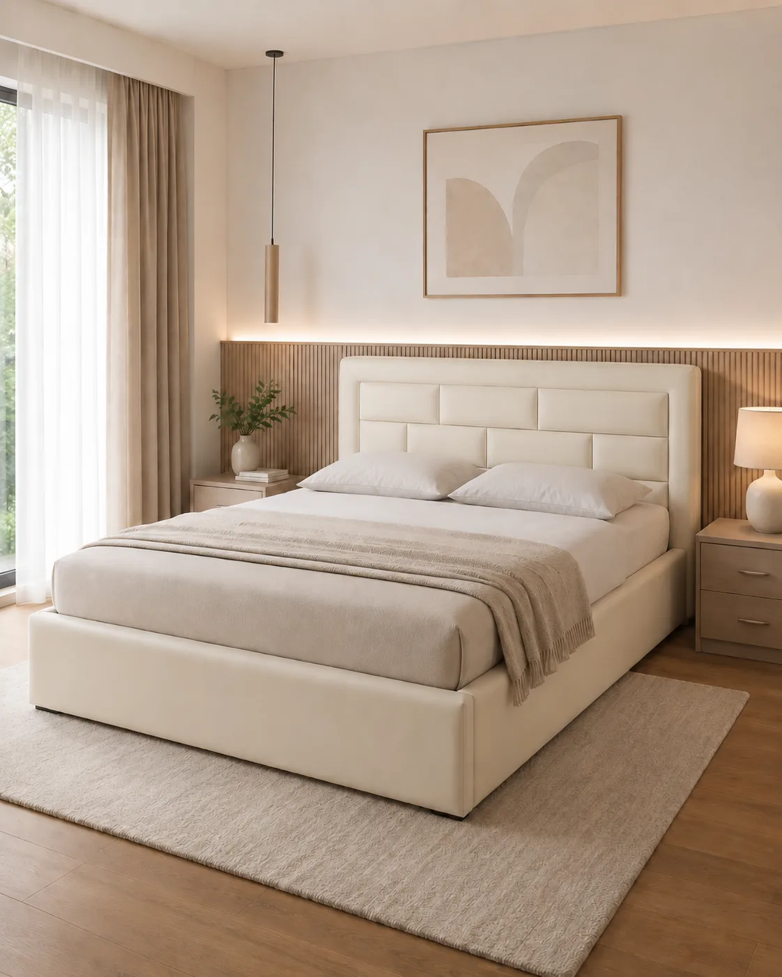 Krevat Alba Krem – Tek 90x190 & Dopio 160x190 + Zgare Krevati