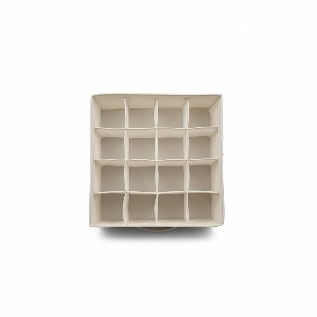 Kuti Organizative / 32*32*10cm / 16 ndarje / me doreze / Bardhe