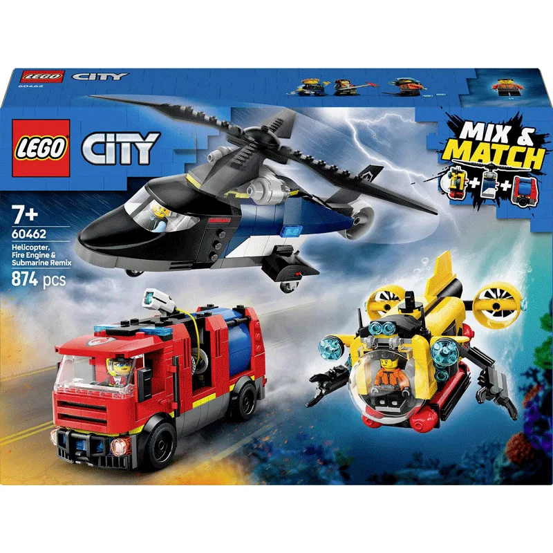 Lego City Helicopter, Fire Truck and Submarine 604