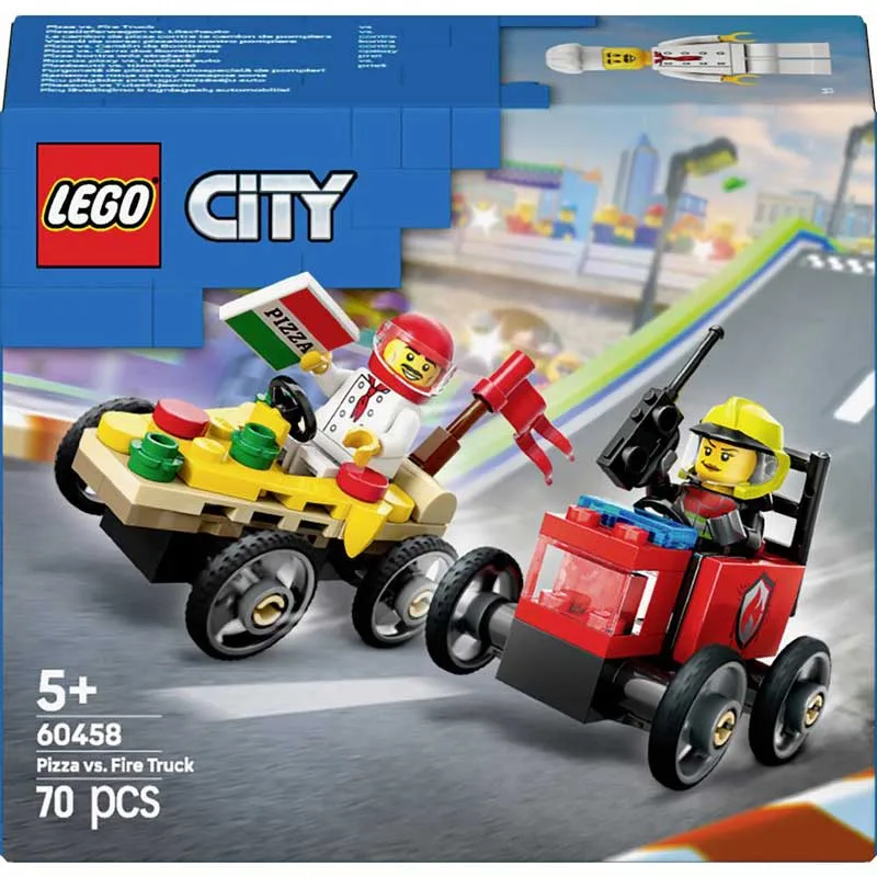 LEGO CITY PIZZA VS. FIRE TRUCK RACE 60458