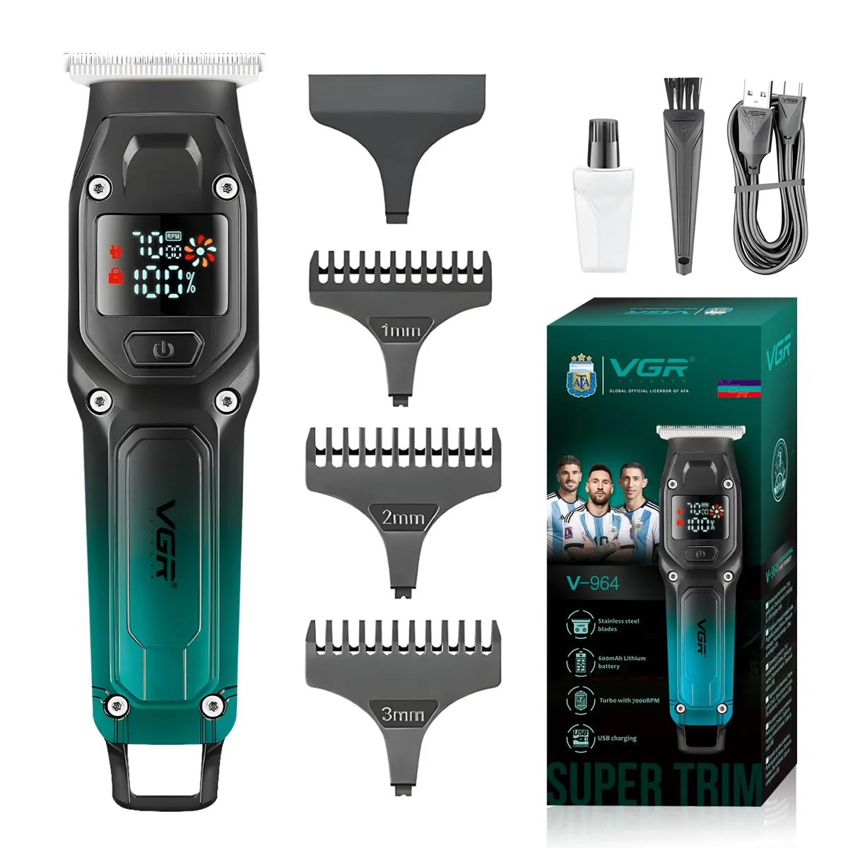 Makine Qethjeje Profesionale VGR V-964 me Turbo Mode, LED Display dhe Përdorim Cord/Cordless