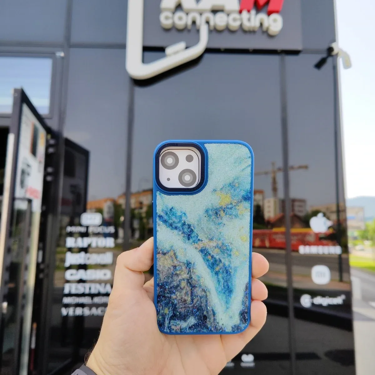 Maskica za iPhone Diamond Case Plava + zaštitno staklo