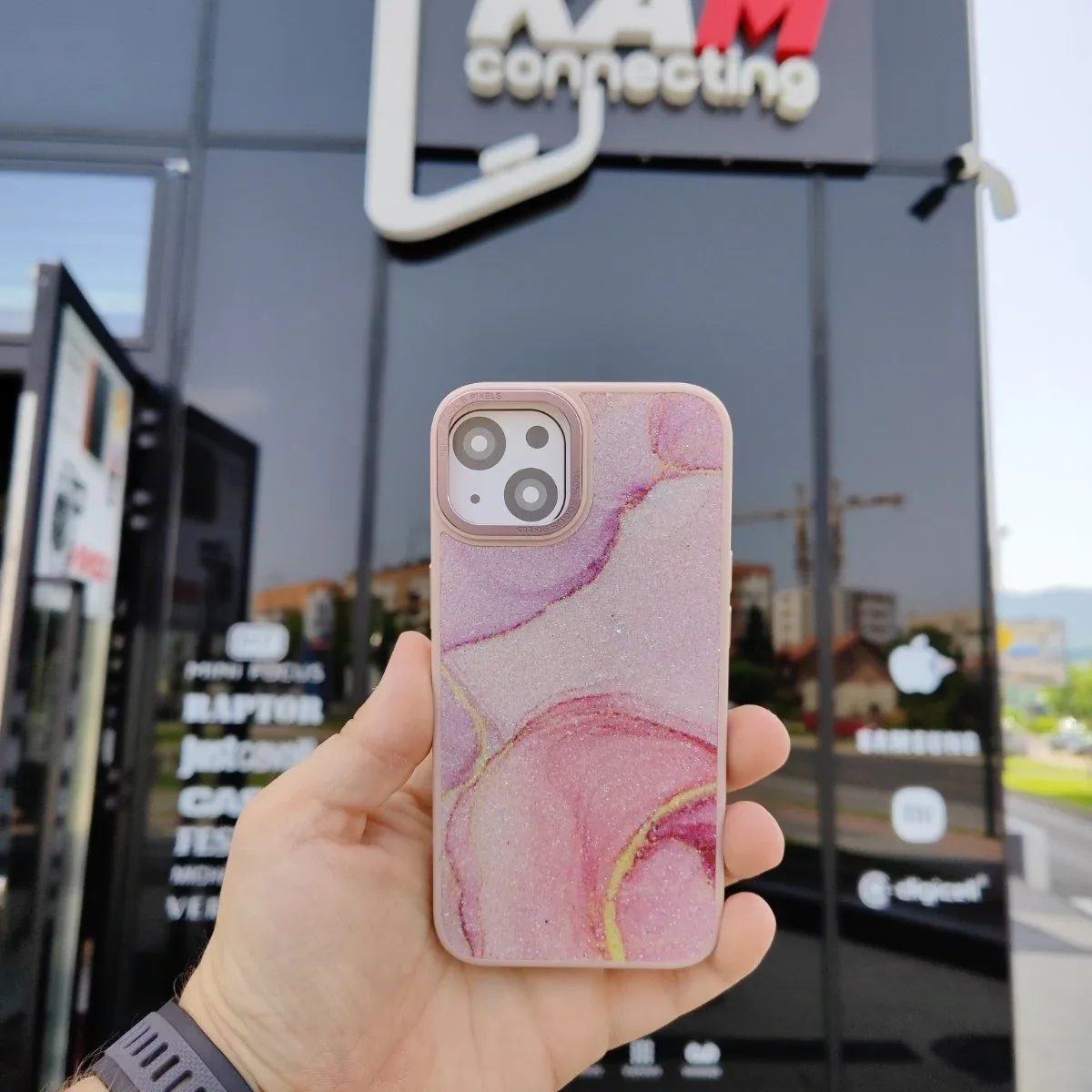 Maskica za iPhone Diamond Case Roza + zaštitno staklo