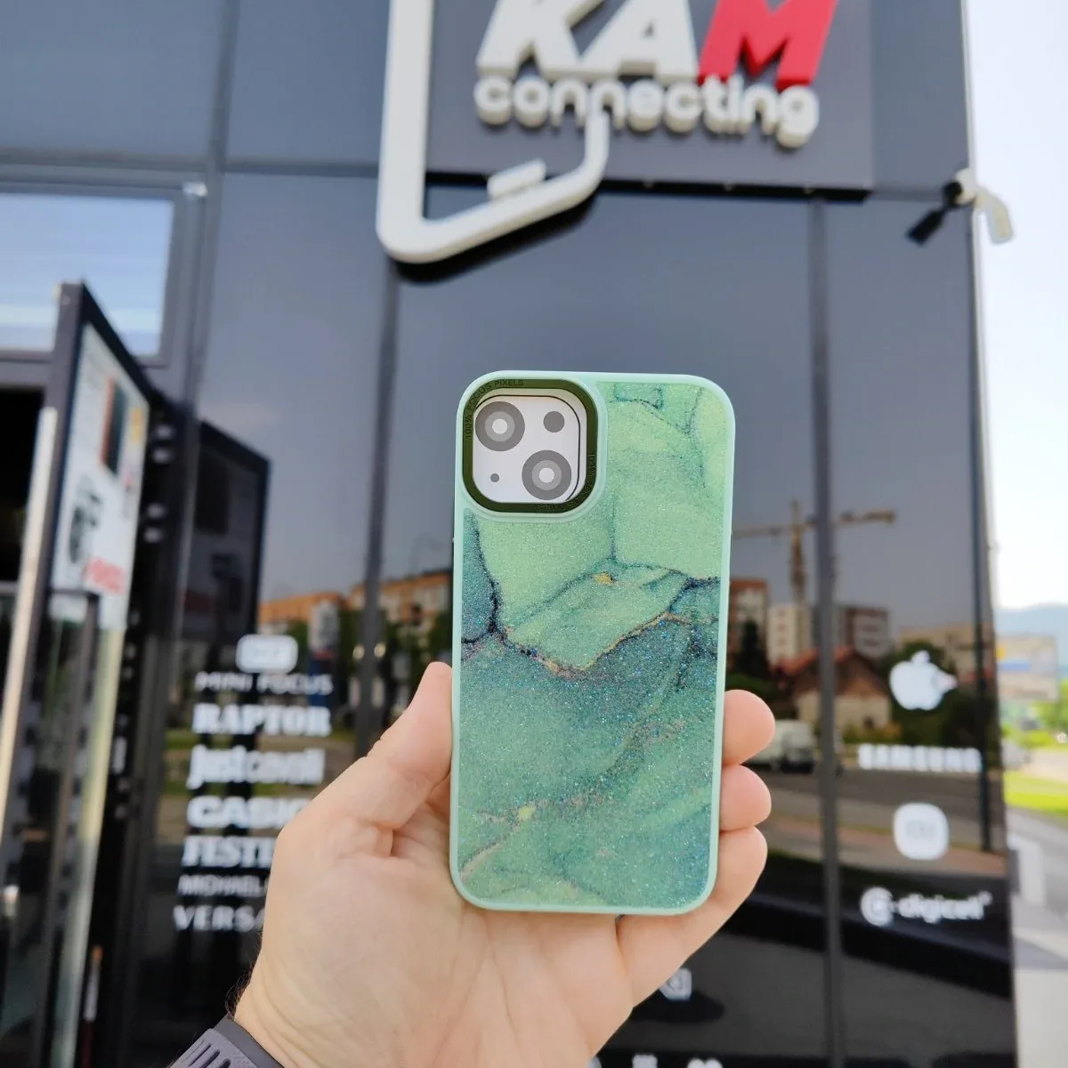 Maskica za iPhone Diamond Case Zelena + zaštitno staklo