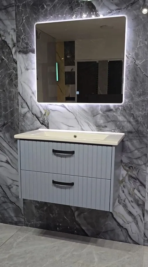 Mobilje Banjo MDF 80cm Platinium Grey + Lavaman 80cm NEWARC + Pasqyre LED 80x70cm 3609B