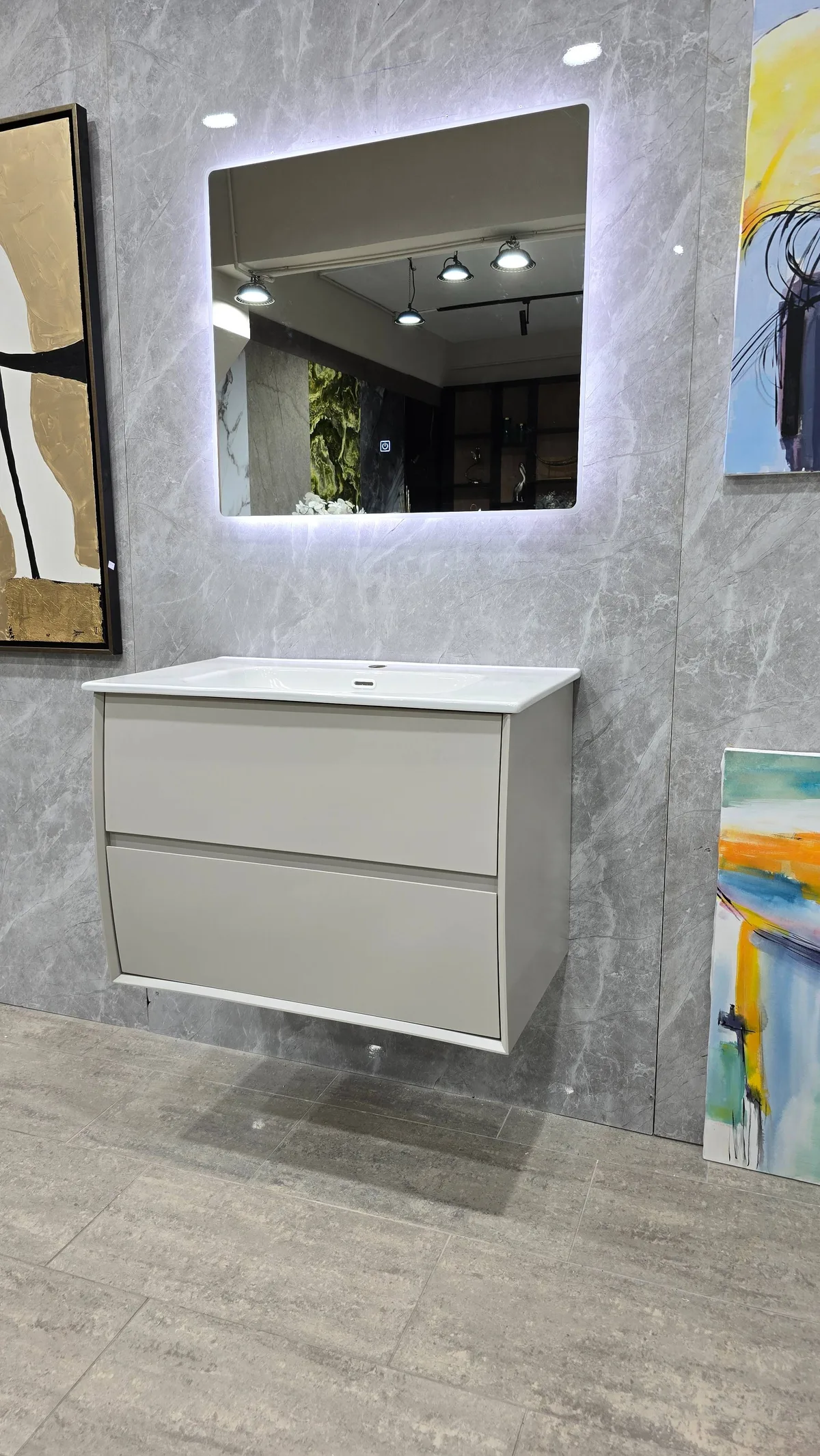 Mobilje Banjo PVC 80cm + Lavaman 80cm + Pasqyre LED 80x70cm