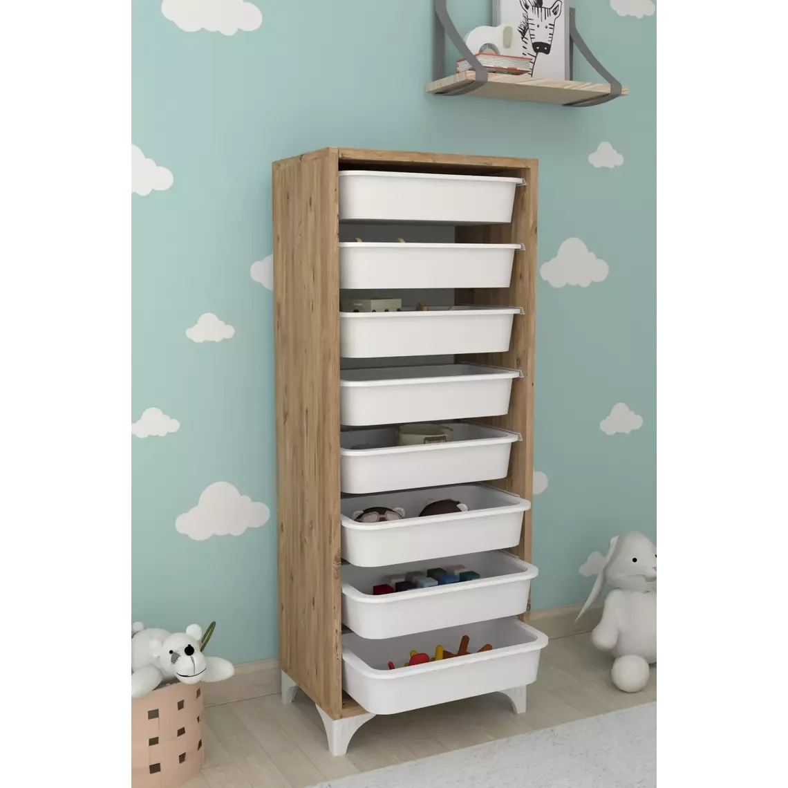 Mobilje DORA Cabinet WITH 8 Baskets - PINE