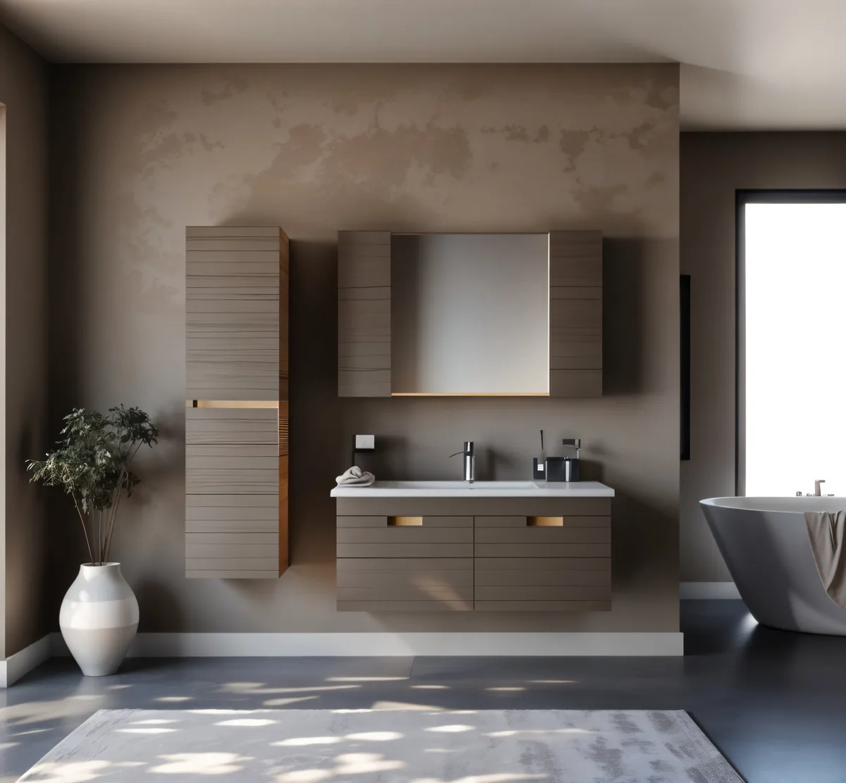 Mobilje Hidrosanitare Modeli VEGA MATTE BROWN 100x45cm