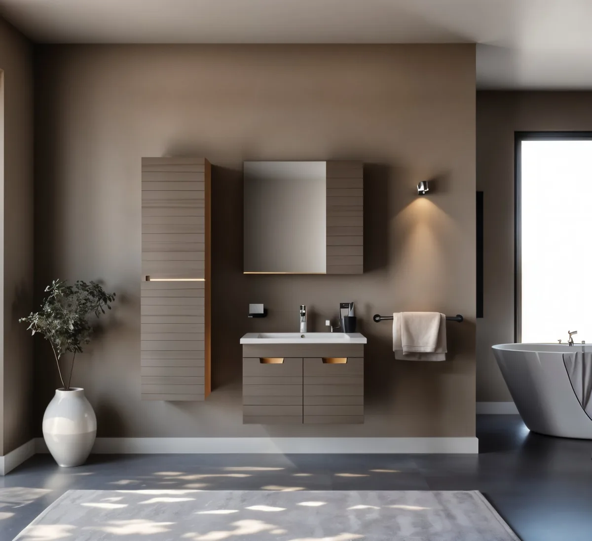 Mobilje Hidrosanitare Modeli VEGA MATTE BROWN 75x45cm