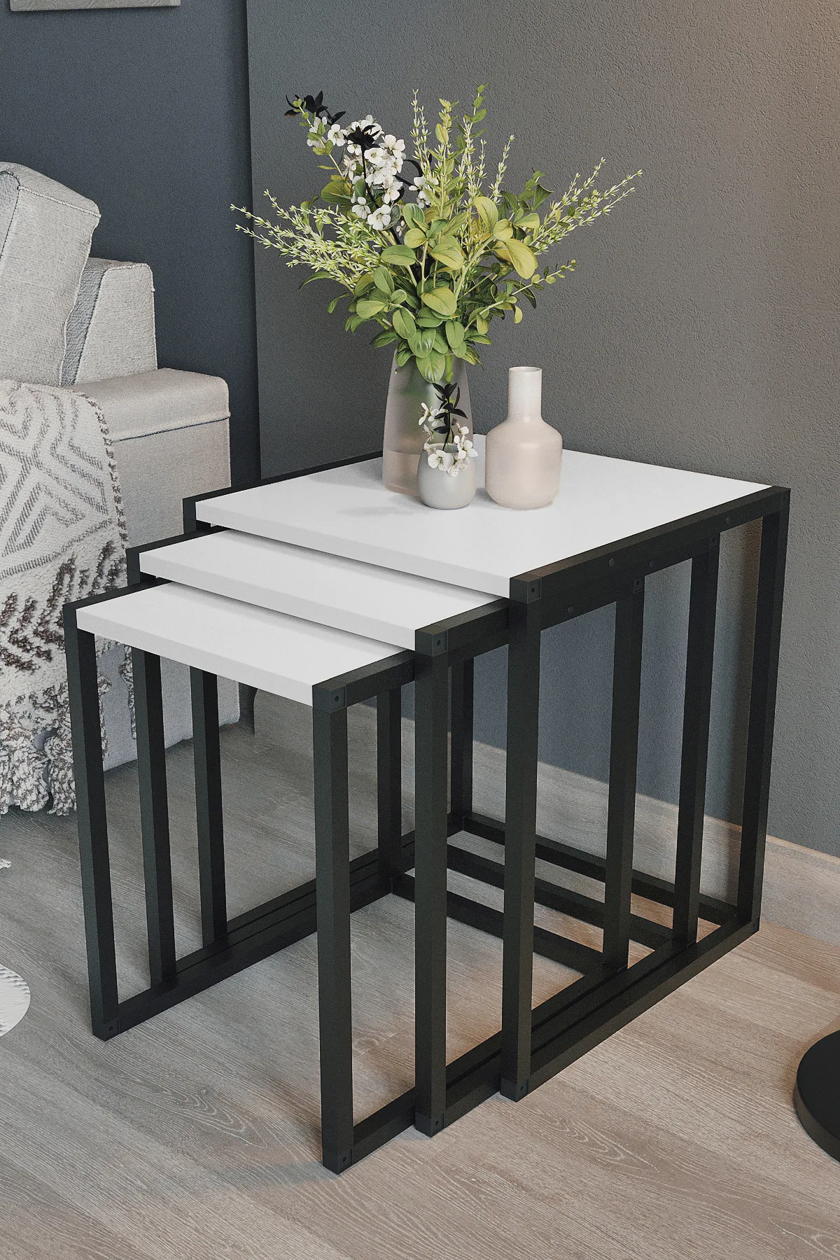 Mobilje METAL Nesting TABLE - WHITE
