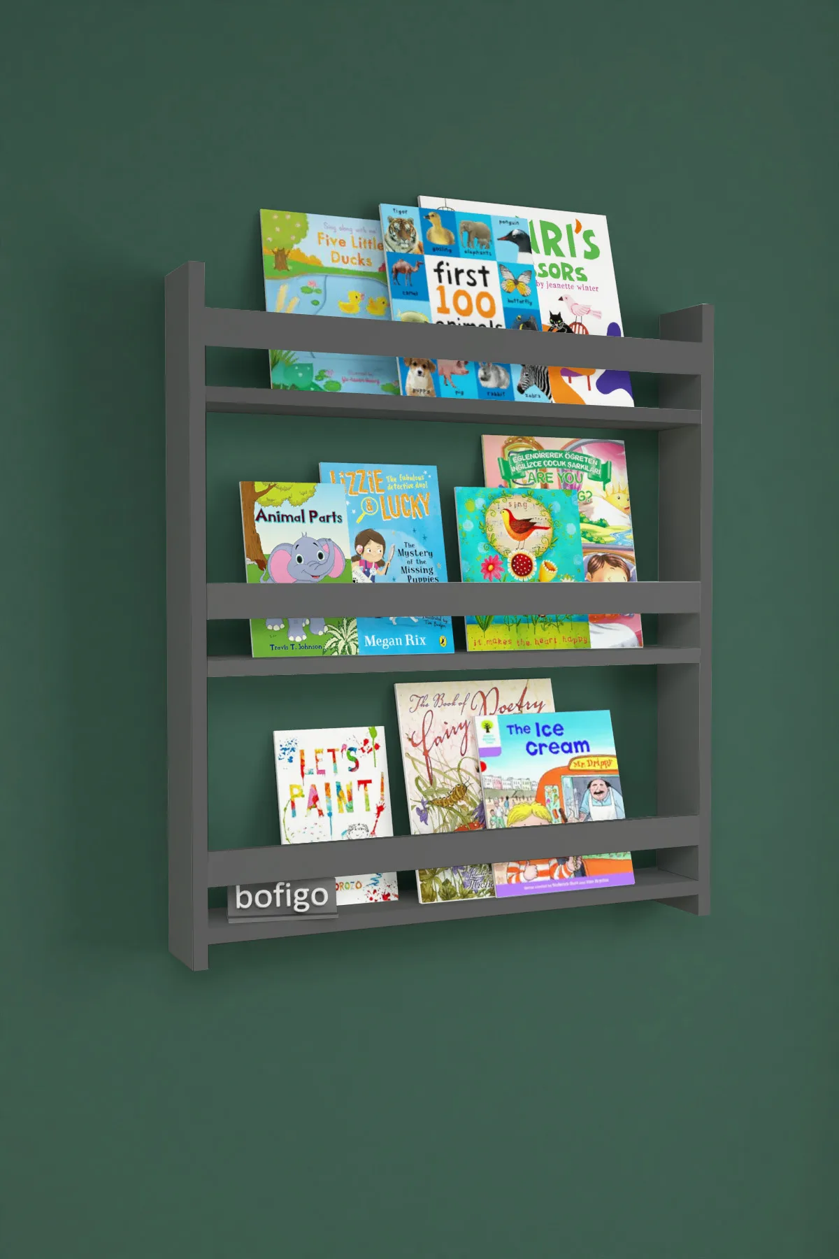 Mobilje Montessori Bookshelf WITH 3 Shelves . Anthracite