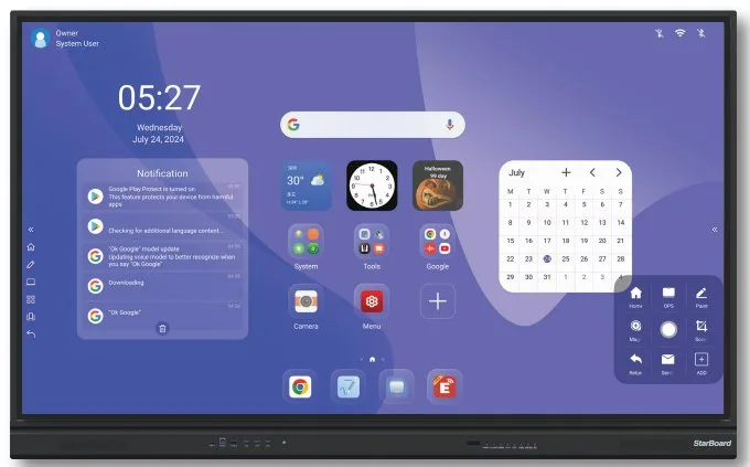 Monitor Starboard Interactive 75", 4K Android 14