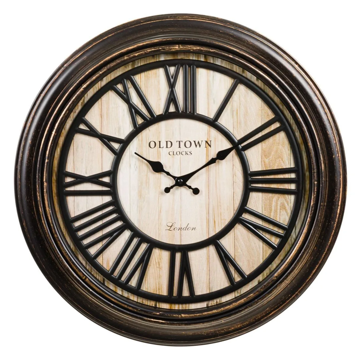 Orë muri dekorative vintage bronz, e zezë, me numra romakë Ø50cm