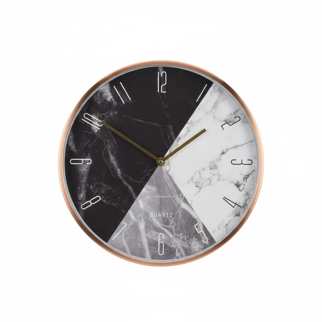 Ore Muri Quartz me Kornizë Silver dhe Fushë Mermeri Multicolor