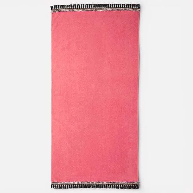 Peshqir plazhi pambuku rozë me gërshet – 150x75 cm
