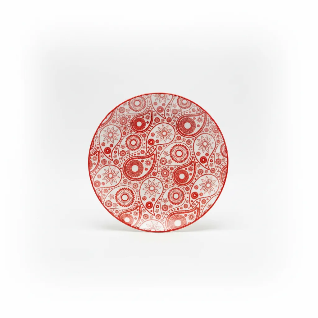 Pjate / 19cm / Bardhe - Kuqe / Porcelan