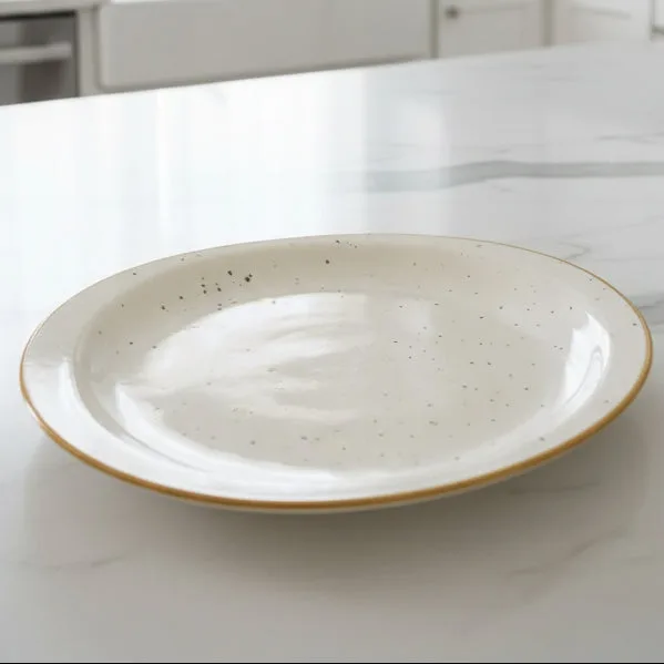 Pjate / 31cm / Bardhe - Gold / Porcelan