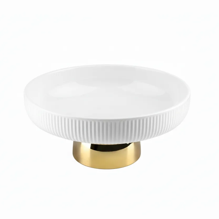 Pjate Dekorative / Bardhe - Gold / L