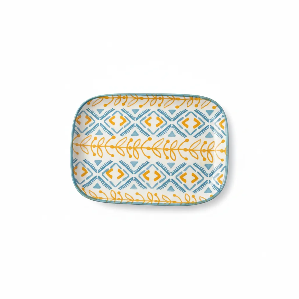 Pjate e embelsire / 15cm / Verdhe - Blu / Porcelan
