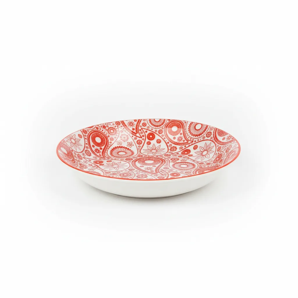 Pjate e thelle / 20.8cm / Bardhe - Kuqe / Porcelan