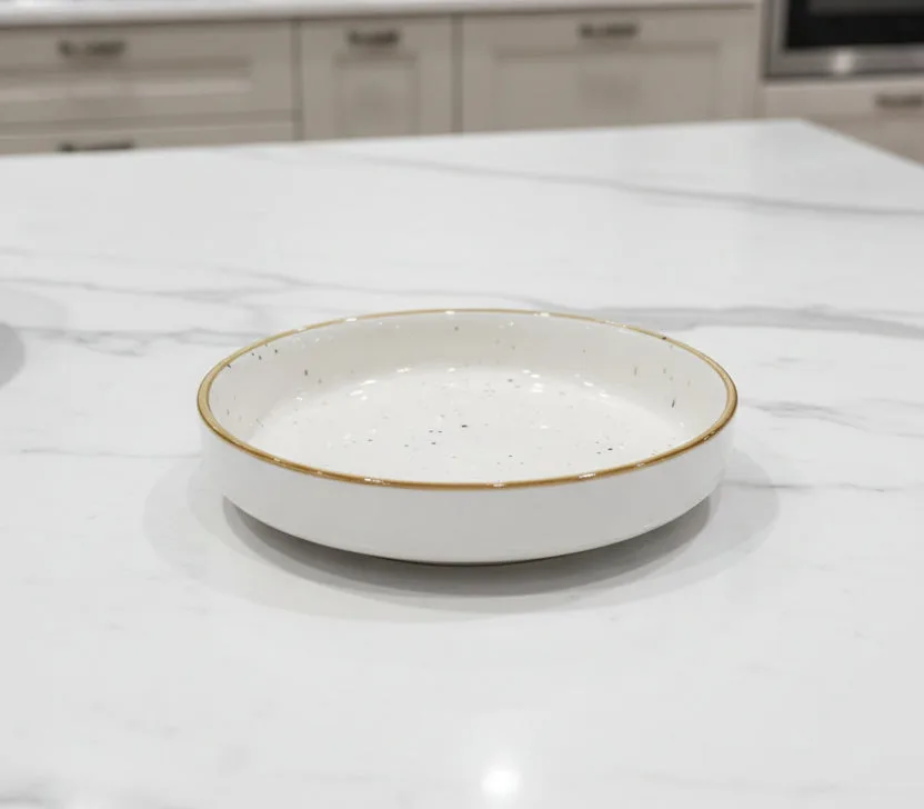 Pjate e thelle / 20cm / Bardhe - Gold / Porcelan