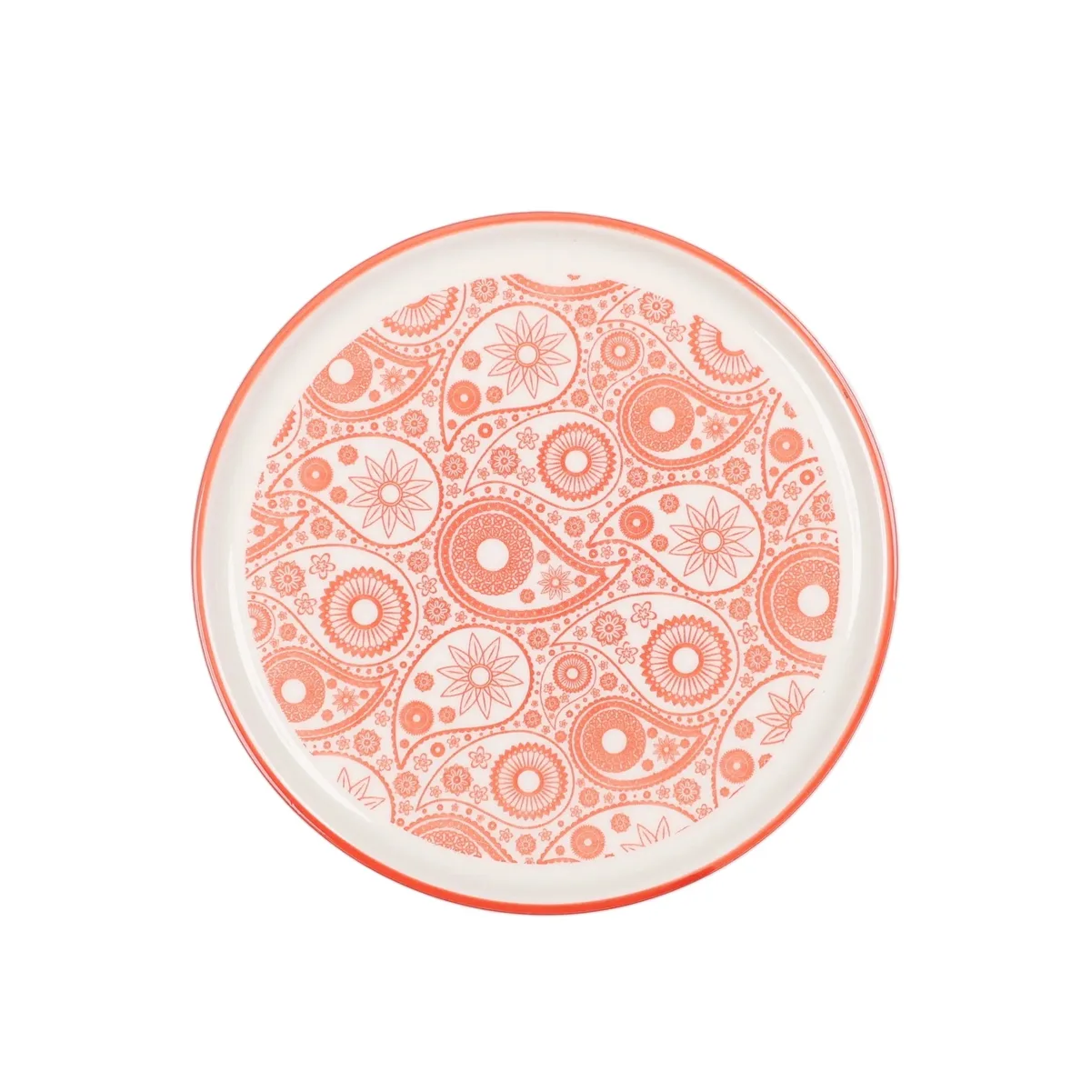 Pjate embelsire / 15cm / Bardhe - Kuqe / Porcelan