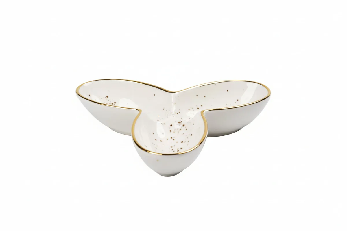 Pjate per qerasje / 18cm / Bardhe - Gold / Porcelan