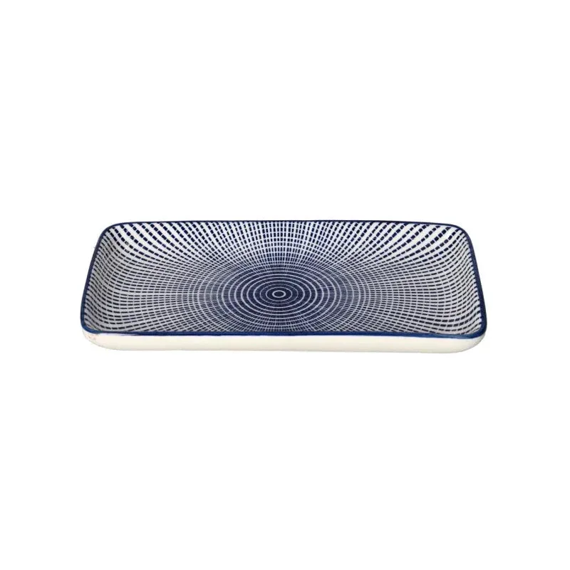 Pjate Servirje / 18x9.5cm / Bardhe - Blu / Porcelan / Katror