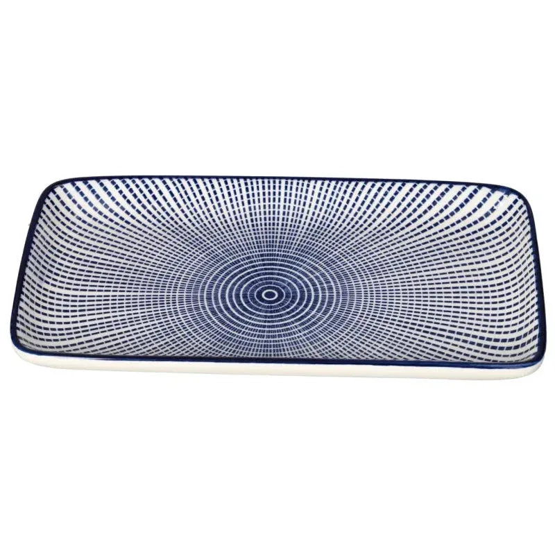 Pjate Servirje / 20.5x11cm / Bardhe - Blu / Porcelan / Katror