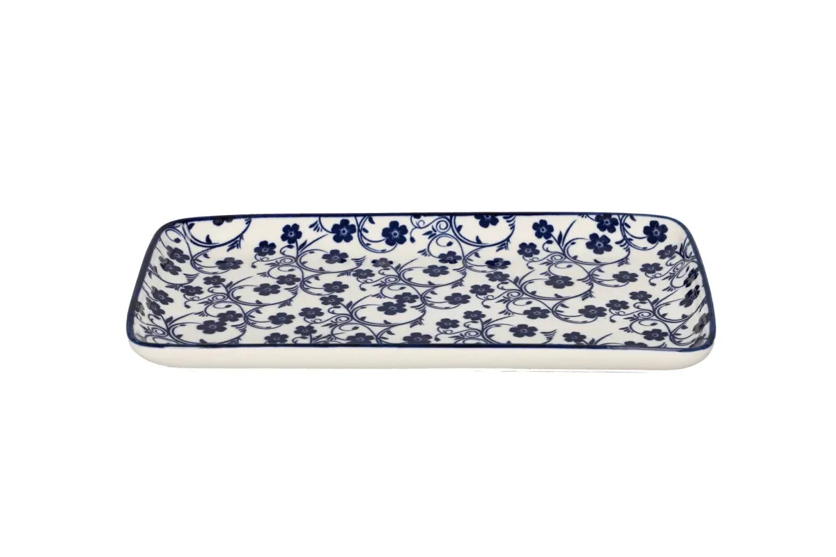 Pjate Servirje / 23x12cm / Bardhe - Blu / Porcelan / Katror