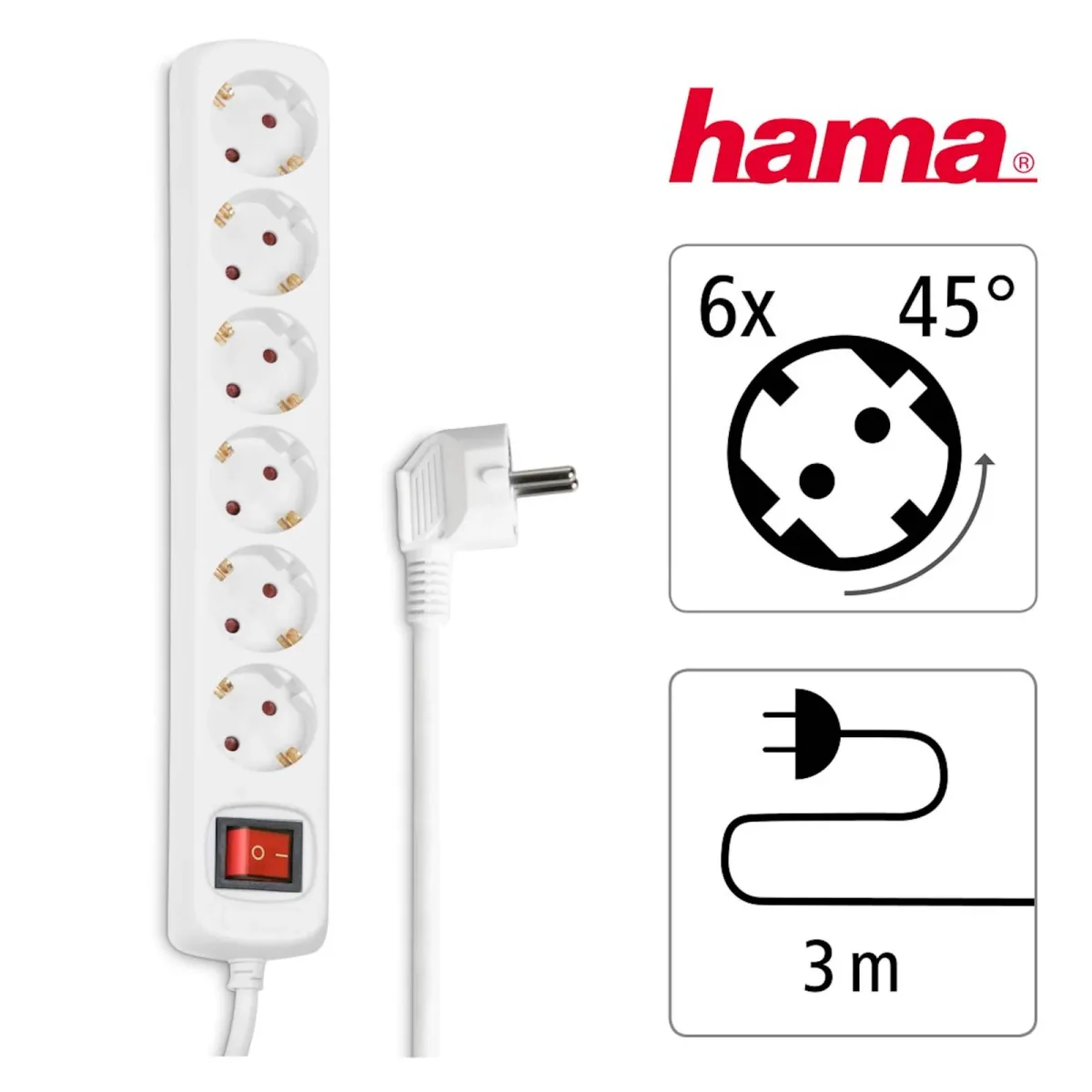 Produzni kabl Hama 6 uticnica 3m