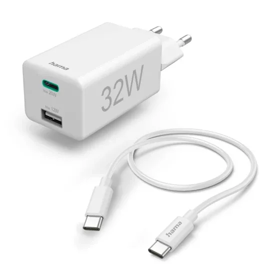 Punjac set HAMA USB-C, 32W, QC, bijeli