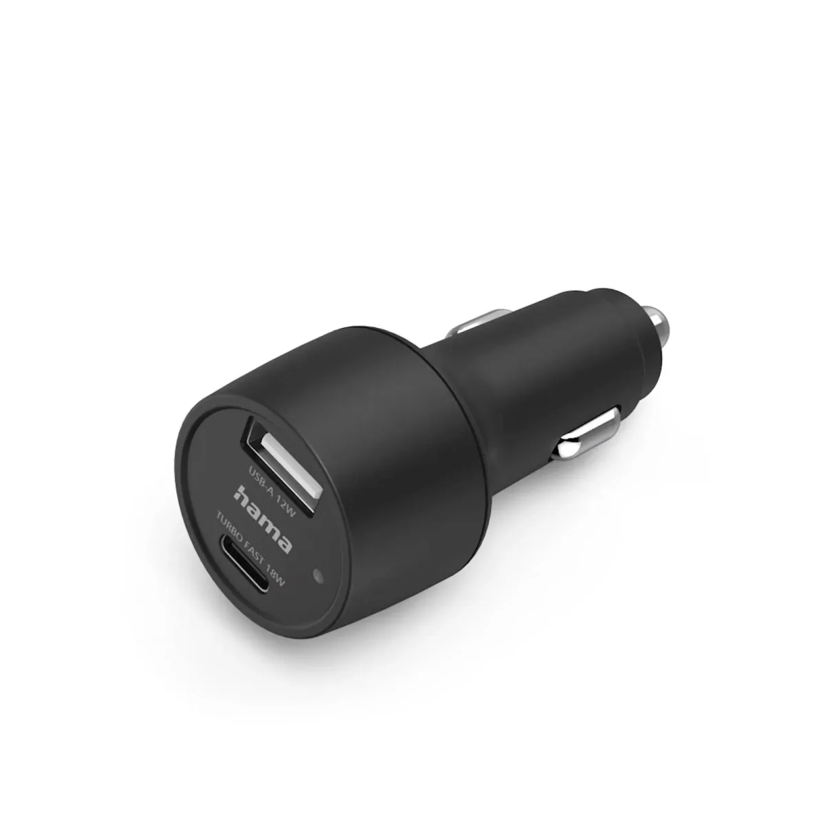 Punjac za auto HAMA, 30W, USB-C+USB-A, crni