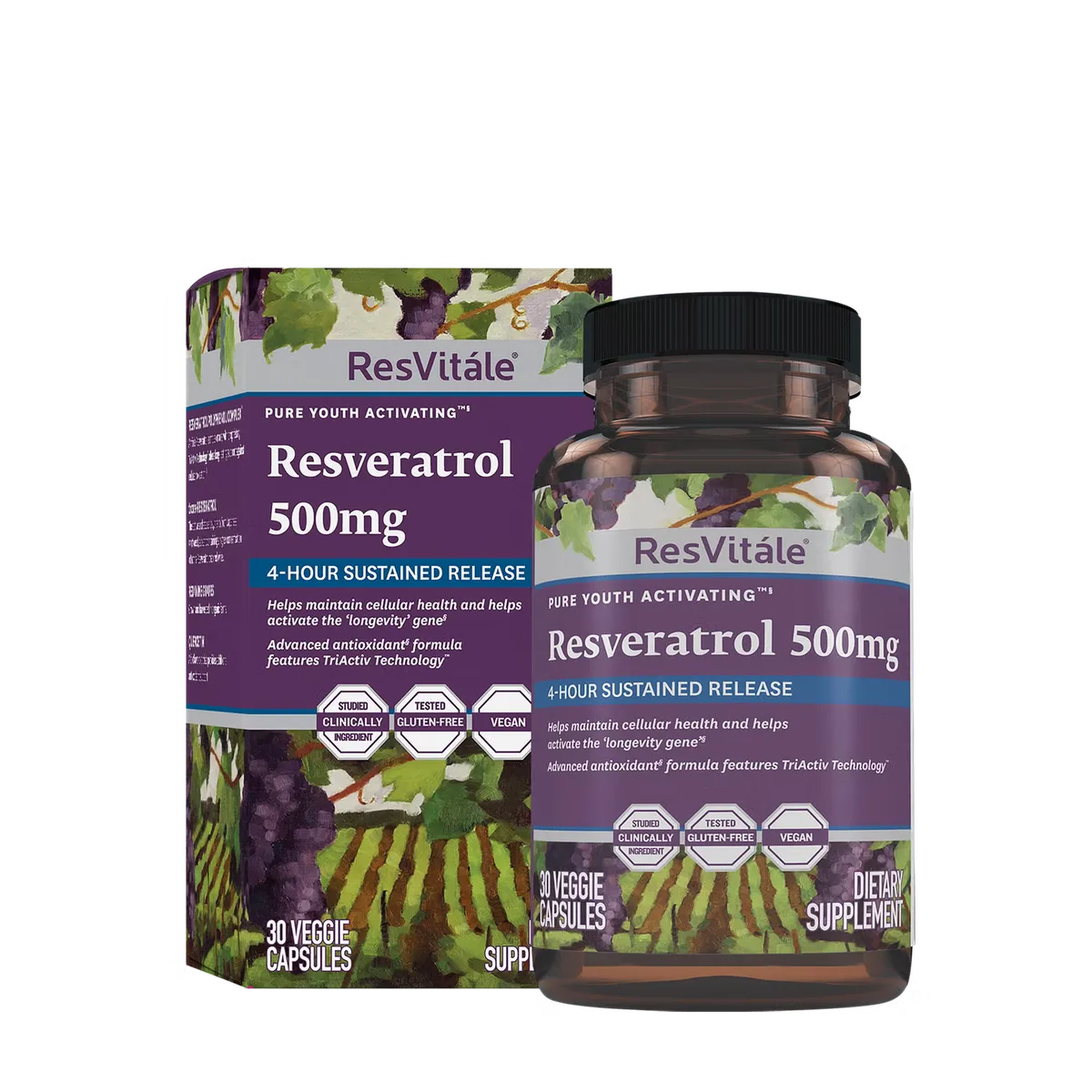 Resveratrol 500 mg suplement antioksidant për mbrojtje qelizore