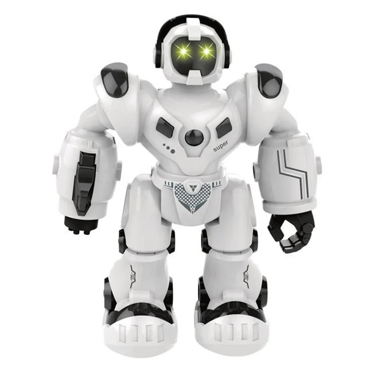 Robot hapësinor i bardhë me bateri me tinguj të lehtë dhe lëvizje 20cm