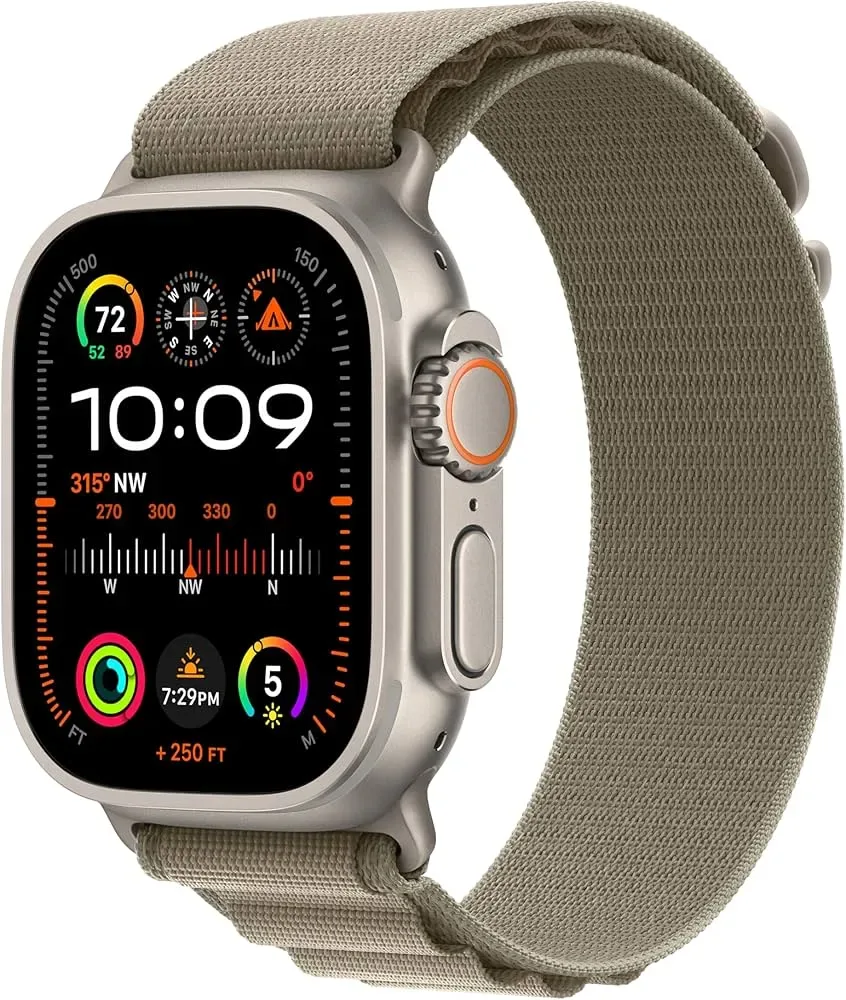 Sat Apple Watch Ultra2 v2 Cellular 49mm Black Titanium Case -Dark Green Alpine L