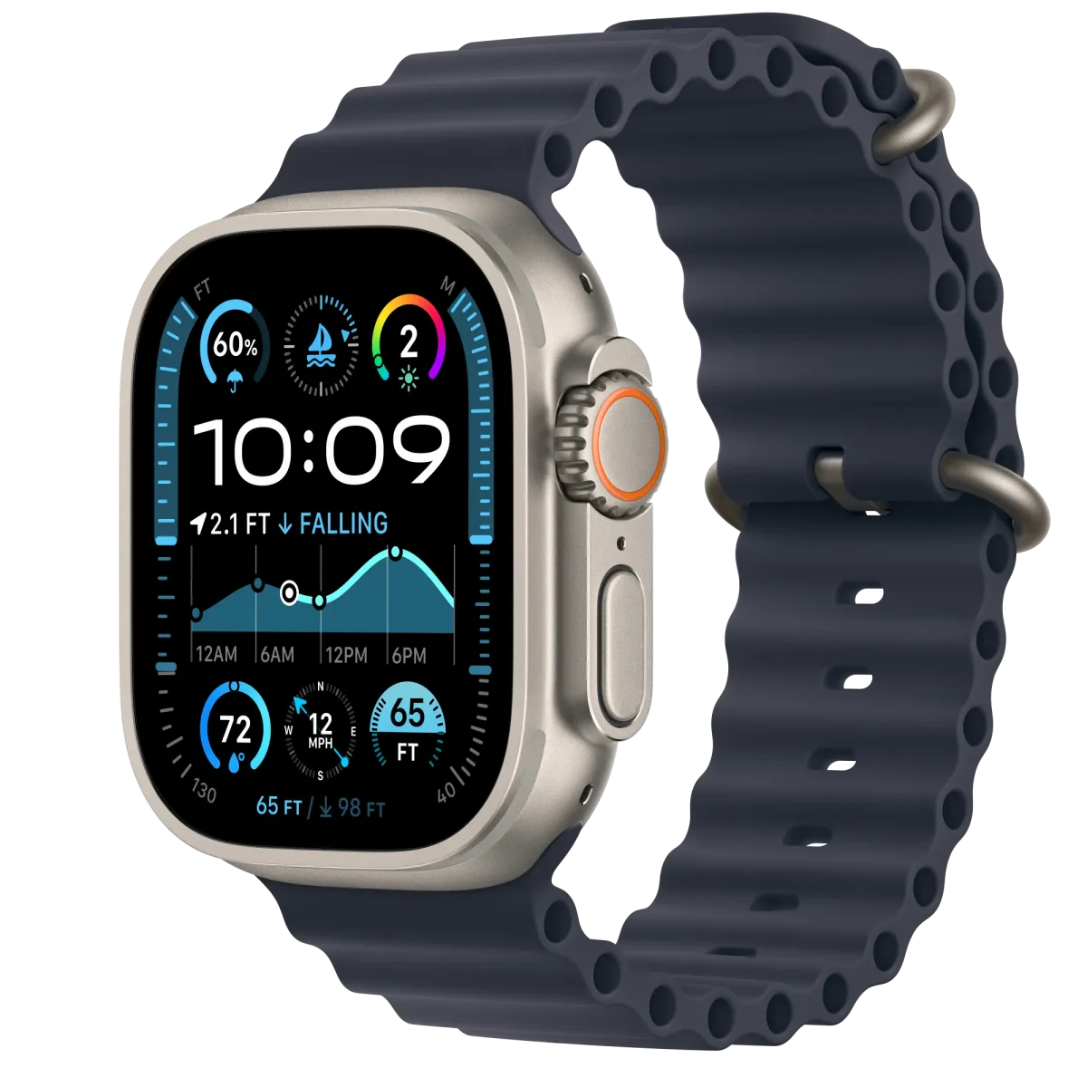 Sat Apple Watch Ultra2 v2 Cellular 49mm Natural Titanium Case with Navy Ocean
