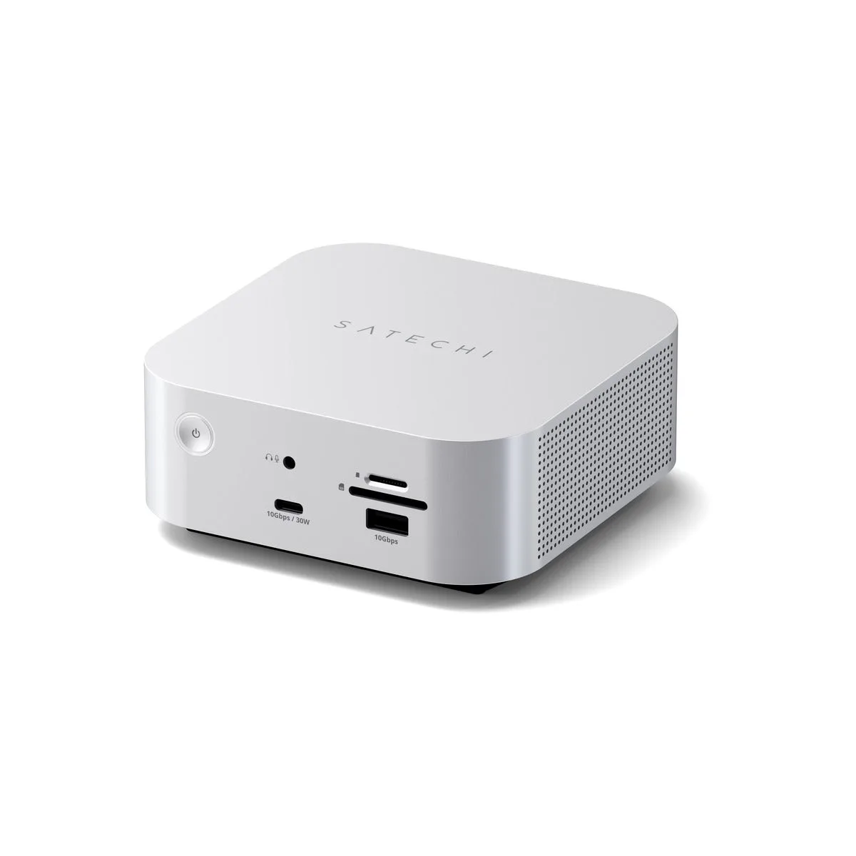 Satechi Thunderbolt 5 докинг станция CubeDock със SSD enclosure, 140W захранване, 2.5Gb Ethernet и SD/microSD четец от Satechi – сребриста