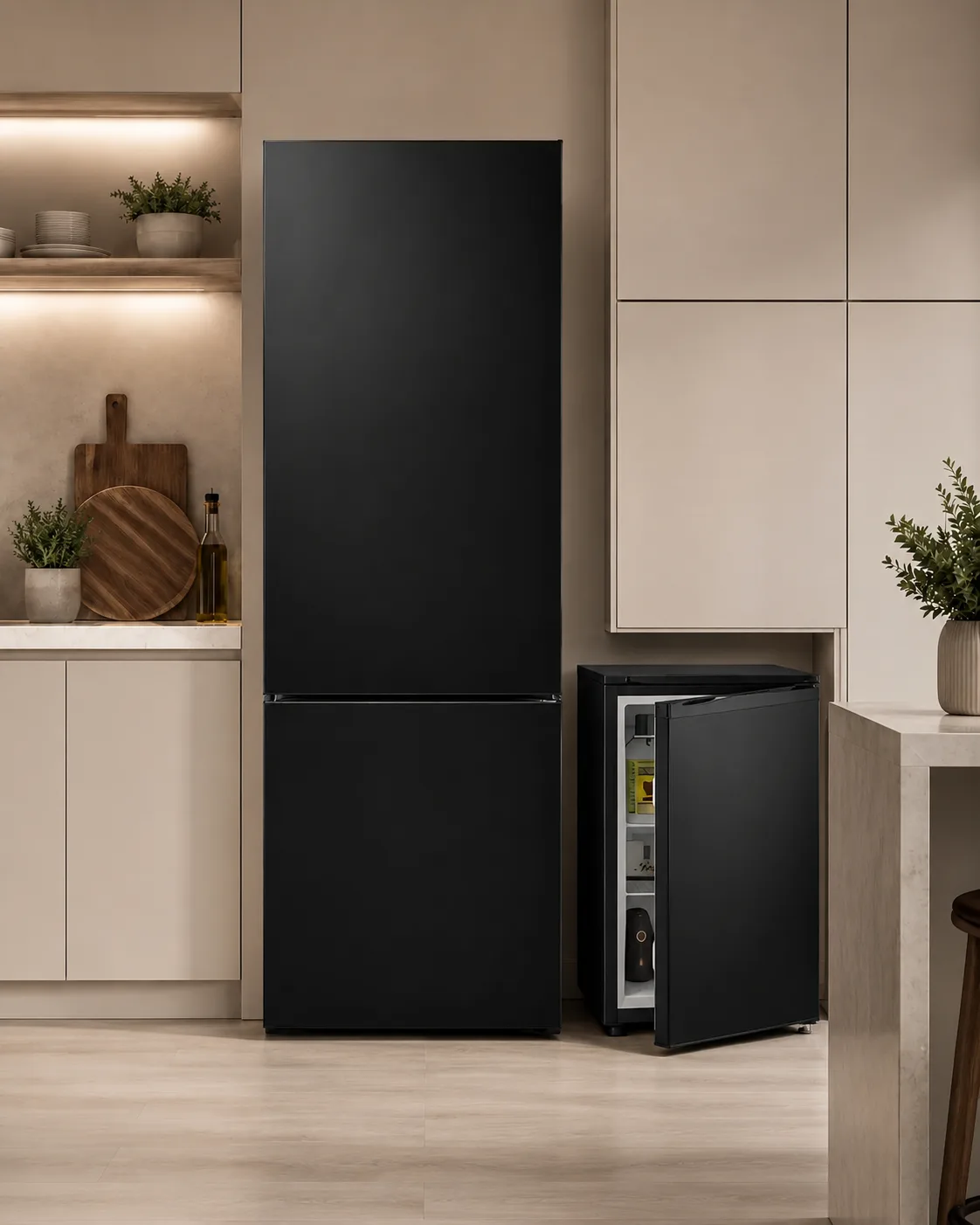 Set Frigorifer Elektra EF-ZKN18511TGS 310L No Frost Inverter Xham i Zi + Frigorifer Elektra Minibar EF-XM0565HNBL 33L
