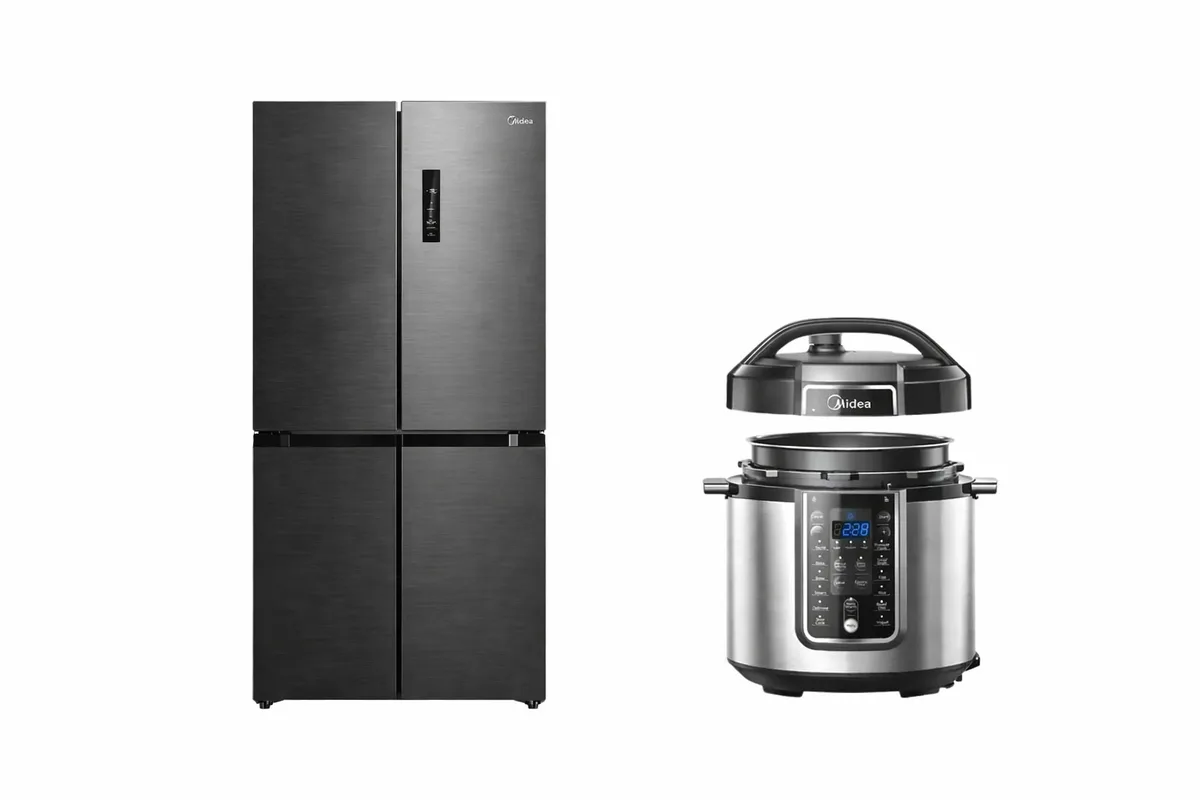 Set Frigorifer Midea MDRF632FIE45 Side by Side 474L No Frost Inverter Klasa E + Multicooker Midea MY-CS6037WPB 6L 1000W 15 Programe Elektronik