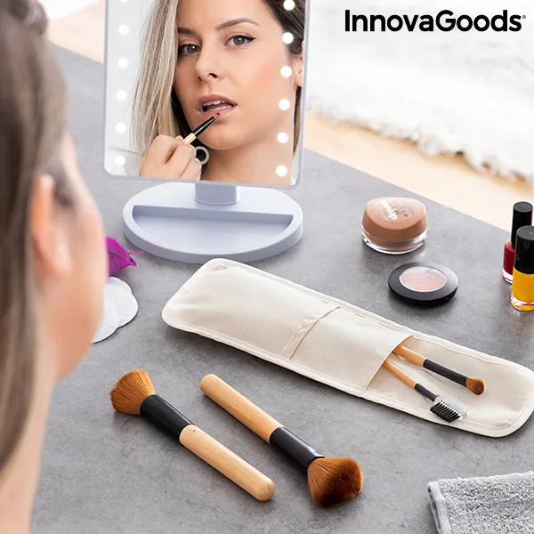 Set furçash grimi prej druri me këllëf Miset InnovaGoods 5 copë