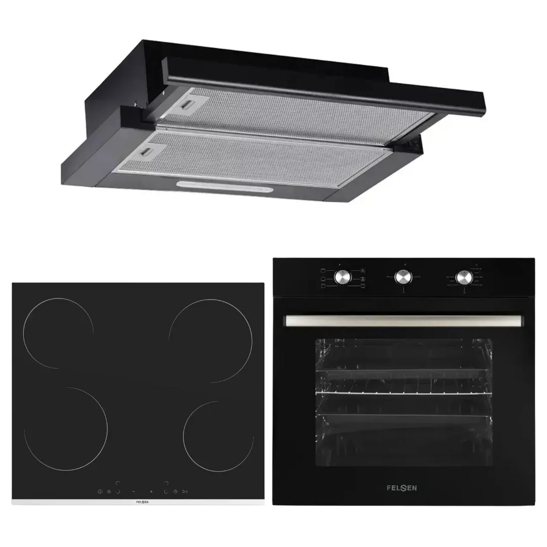 Set Furre dhe Pianure Felsen 3Ç FFE MFA 614 BL 71L + FPI-6004 MS261 4 Vatra Qeramike + Aspirator ASFE F5 BL 400m³/h