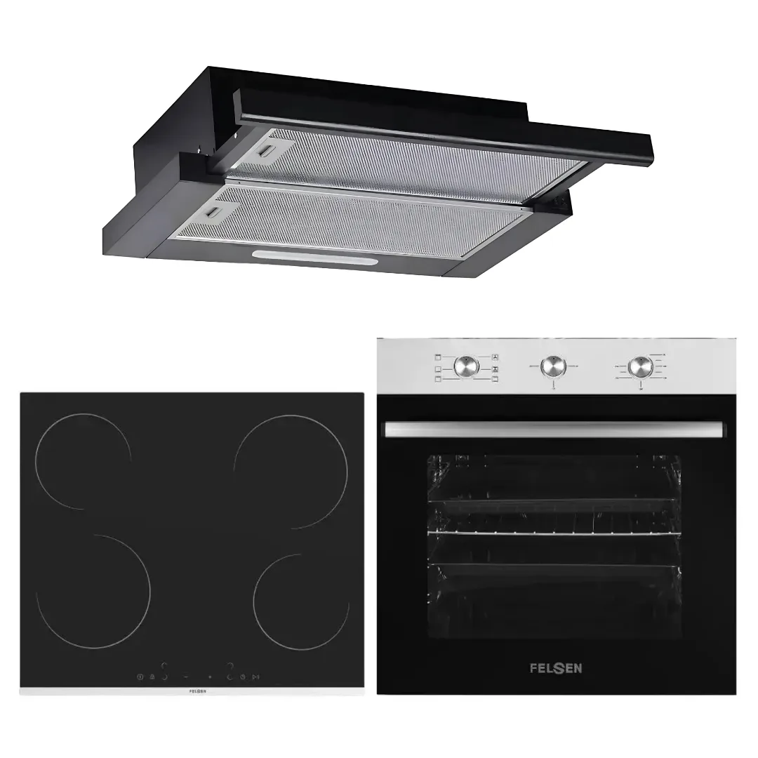 Set Furre dhe Pianure Felsen 3Ç FFE MFA 614 X 71L + FPI-6004 MS261 4 Vatra Qeramike + Aspirator ASFE F5 BL 400m³/h